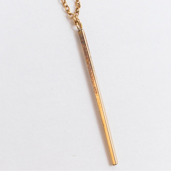 Minimalist dainty double layer drop necklace by Silver Style in yellow gold tone - Picture 12 of 15